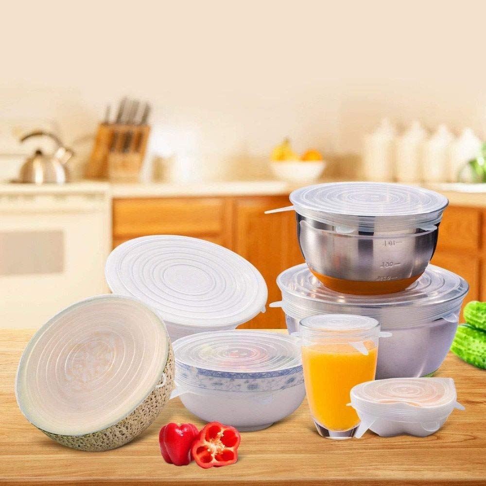 2154 Silicone Stretch Lids Reuseable Microwave Safe Flexible Covers (Set of 6) (Loose Pack) - SkyShopy 2154 Silicone Stretch Lids Reuseable Microwave Safe Flexible Covers (Set of 6) (Loose Pack) - SkyShopy